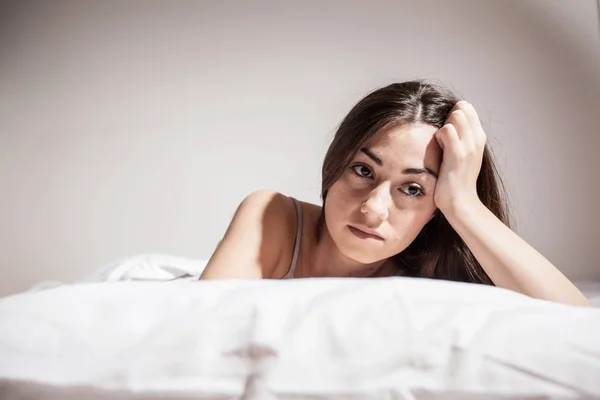 Wanita depresi insomnia — Stok Foto