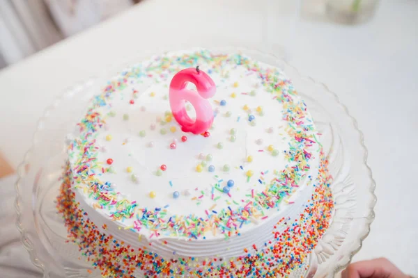 Birthday cake with candle — Stock Photo, Image