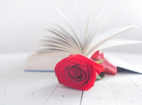 Rose y libro romance amor — Foto de Stock