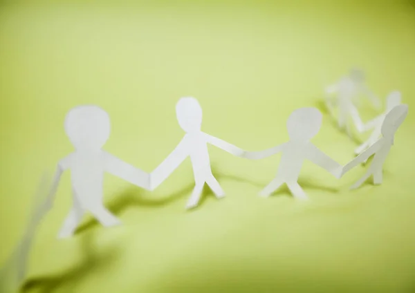 Connected Support Together Team Paper Doll People Chain — Stock Photo, Image