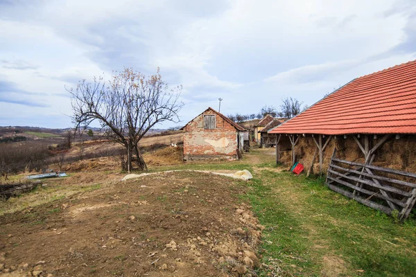 Geleneksel kırsal ev ve Sırbistan çiftliği — Stok fotoğraf