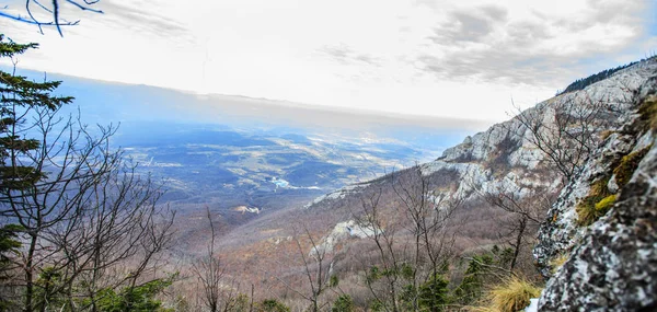 Belle Vue Panoramique Sur Nature Paysage Hivernal Sur Montagne Rtanj — Photo