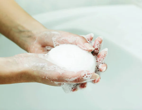 Lavarse Las Manos Con Jabón Concepto Higiene —  Fotos de Stock