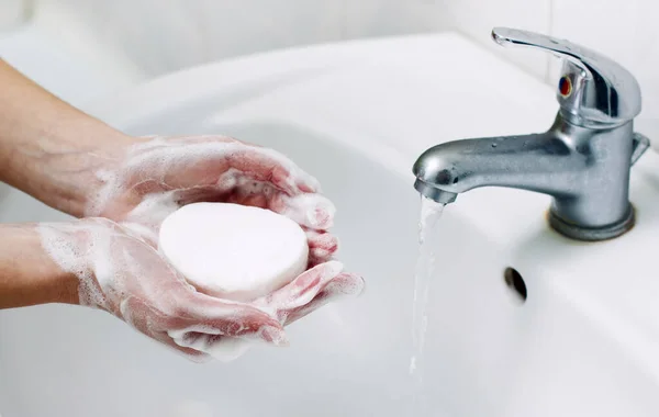 Handen Wassen Met Zeep Hygiënisch Concept — Stockfoto