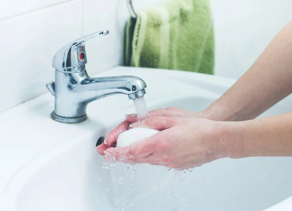 Handen Wassen Met Zeep Hygiënisch Concept — Stockfoto