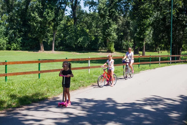 夏の日の都市公園での家族のレクリエーション — ストック写真