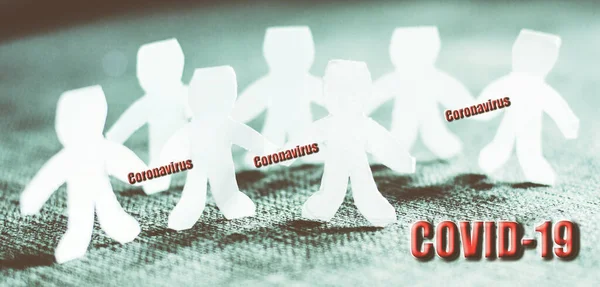 Concetto Pandemia Coronavirus Covid Catena Dei Popoli Diffusione Del Virus — Foto Stock