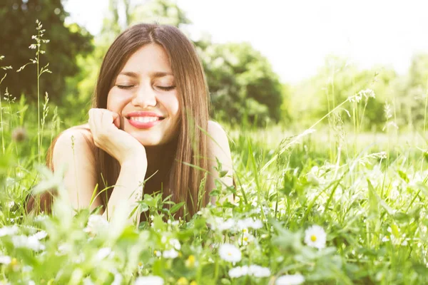 Portrait Happy Woman Mode Vie Sain Détendez Vous Extérieur — Photo