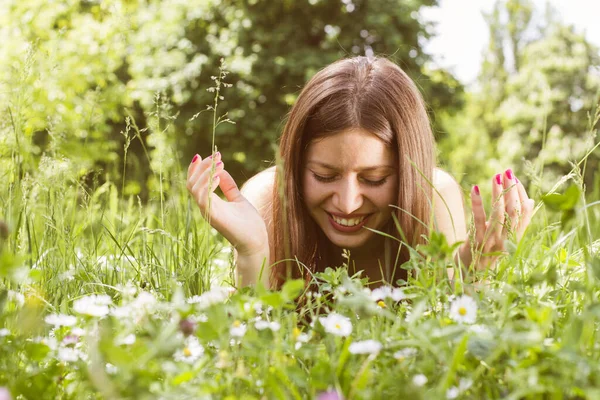 Portrait Happy Woman Mode Vie Sain Détendez Vous Extérieur — Photo