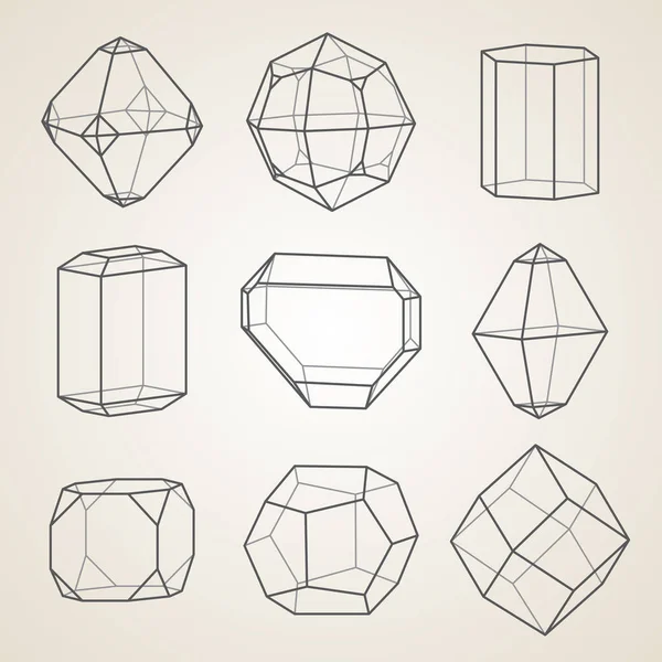 Conjunto de cristais geométricos . — Vetor de Stock