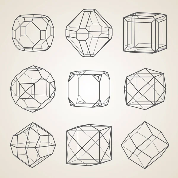 Zestaw geometryczny kryształów. — Wektor stockowy