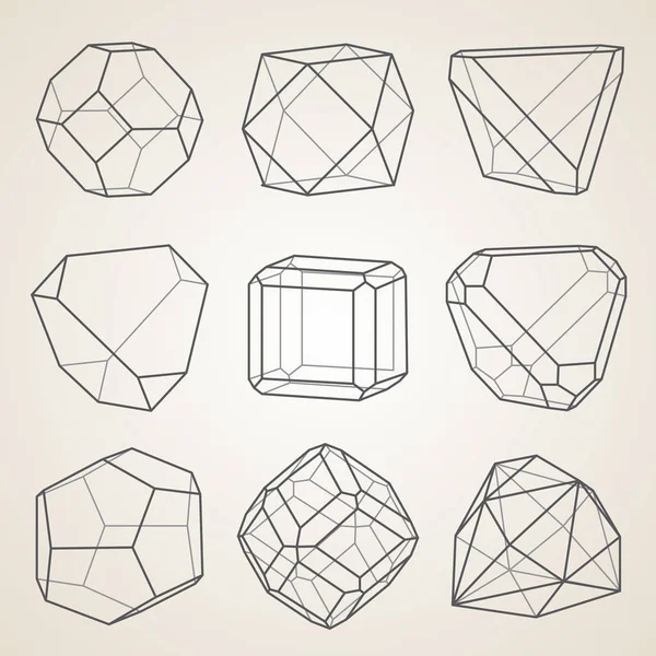 Conjunto de cristais geométricos . — Vetor de Stock