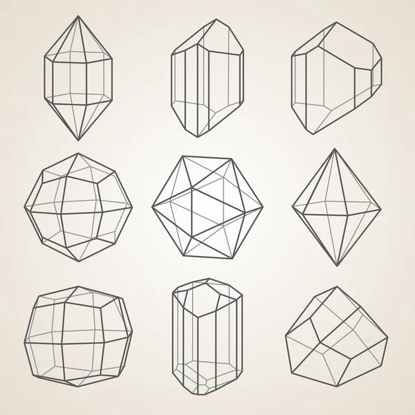 幾何学的な結晶のセット. — ストックベクタ