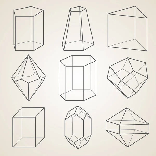 Set of geometric crystals. — Stock Vector