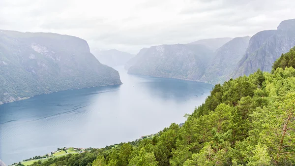 Widok na krajobraz Aurlandsfjord z punktu widzenia Stegastein, N — Zdjęcie stockowe