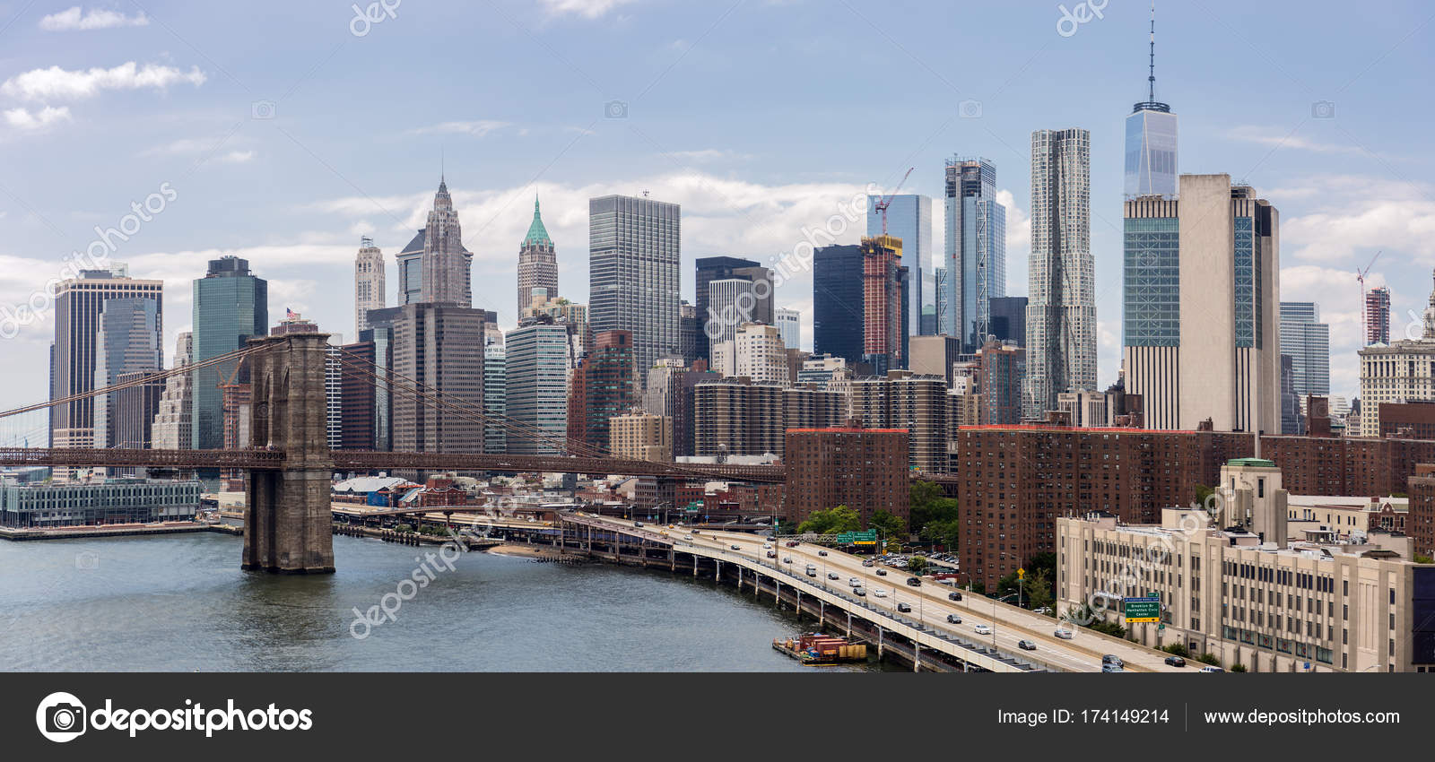 Lower Manhattan Skyline And Brooklyn Bridge Panorama Nyc Usa Stock Editorial Photo C Peresanz