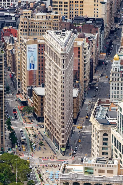 НЬЮ-ЙОРК, США - 6 августа 2017 года: Flatiron Building aerial view o — стоковое фото