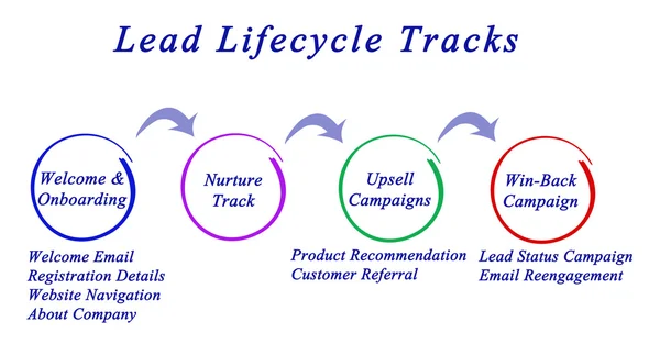 Diagramm der Lead Lifecycle Tracks — Stockfoto