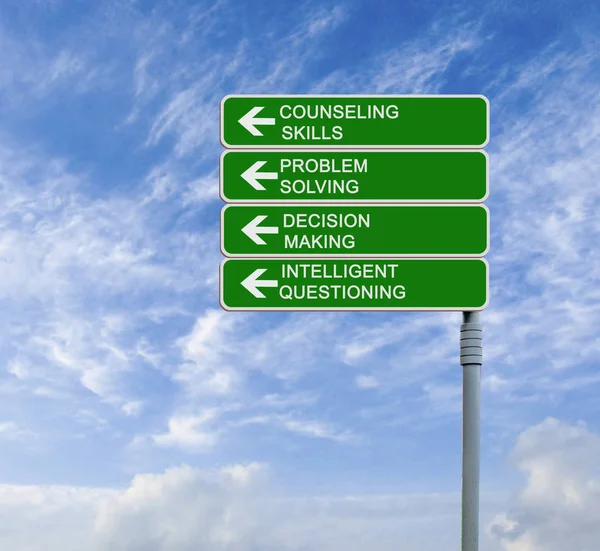 Road sign to counseling skills — Stock Photo, Image