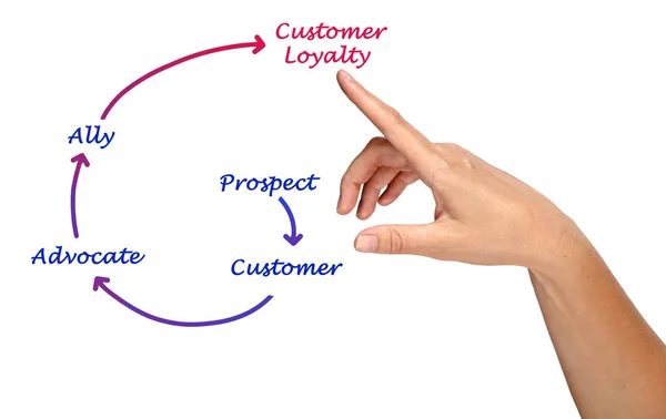 Prezentacja diagramu lojalności klienta — Zdjęcie stockowe