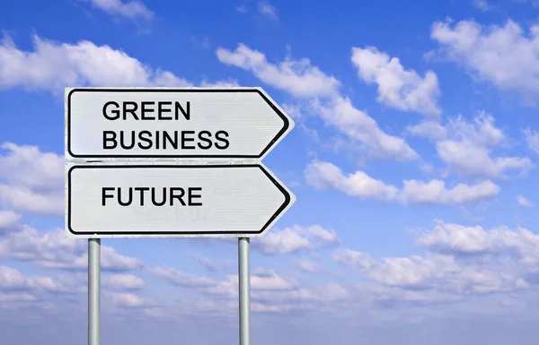 绿色的业务和未来的道路标志 — 图库照片