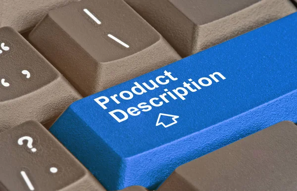 Blauer Schlüssel für Produktbeschreibung — Stockfoto