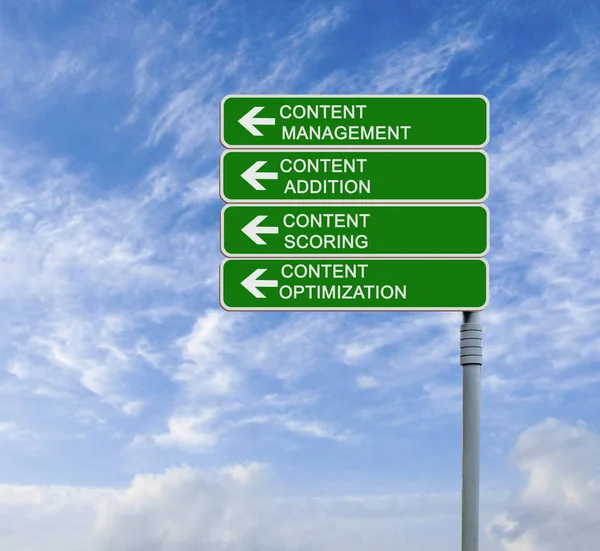 Road sign to content management — Stock Photo, Image