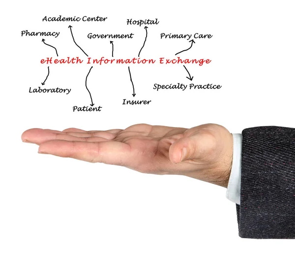 Diagramme de l'échange d'informations sur la santé en ligne — Photo