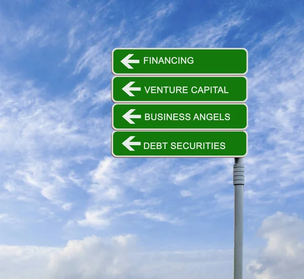 Road sign to financing — Stock Photo, Image