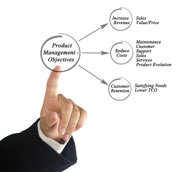 Diagrama de Gestão de Produtos - Objetivos — Fotografia de Stock