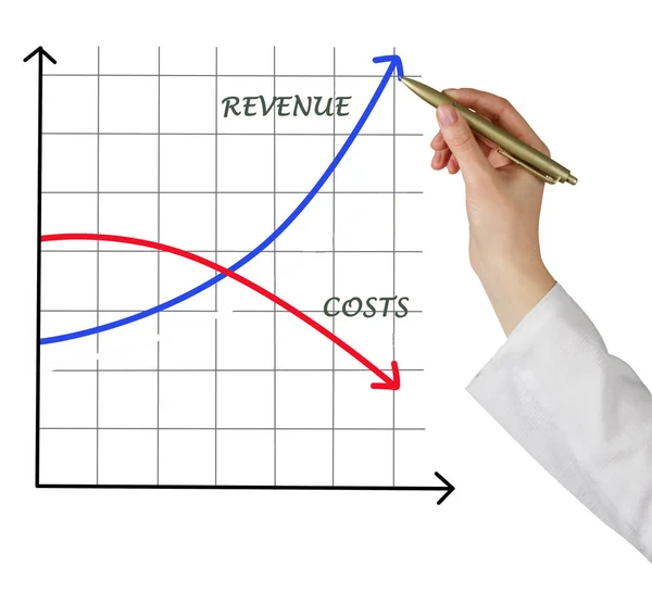 Diagram van kosten en opbrengsten — Stockfoto