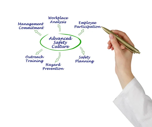 Diagram van geavanceerde veiligheidscultuur presenteren Rechtenvrije Stockafbeeldingen