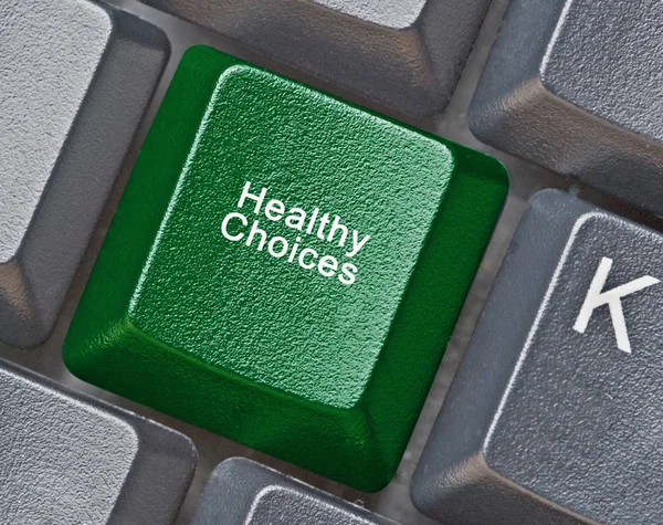 Teclado con llave para opciones saludables —  Fotos de Stock