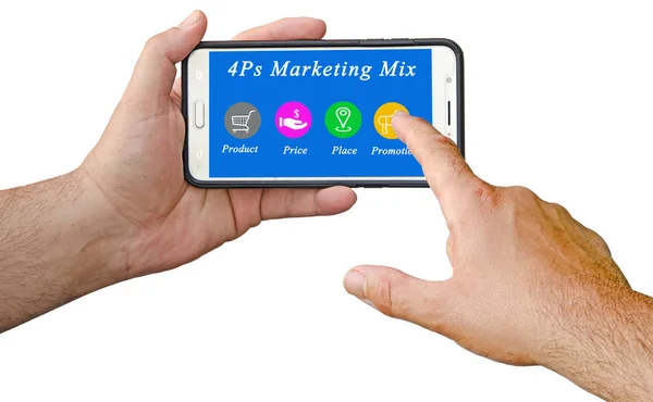 Presentazione di Marketing mix su smartphone — Foto Stock