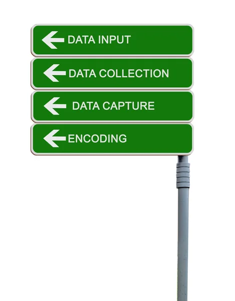 Dirección señal de tráfico a la entrada de datos — Foto de Stock