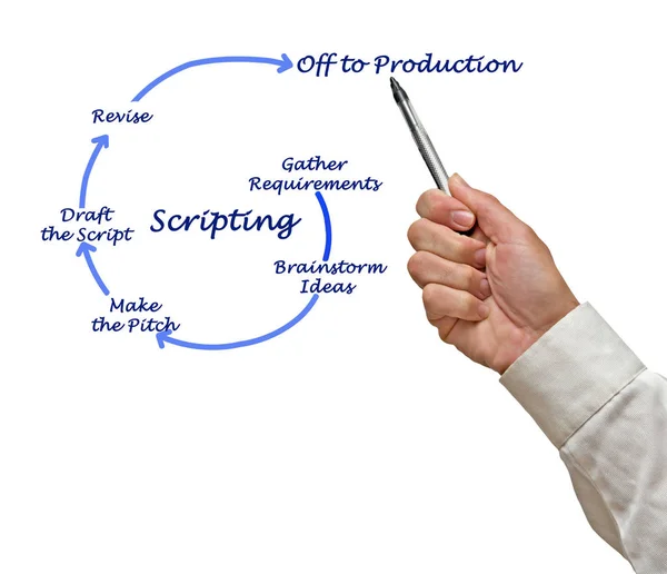 man presenting Scripting process
