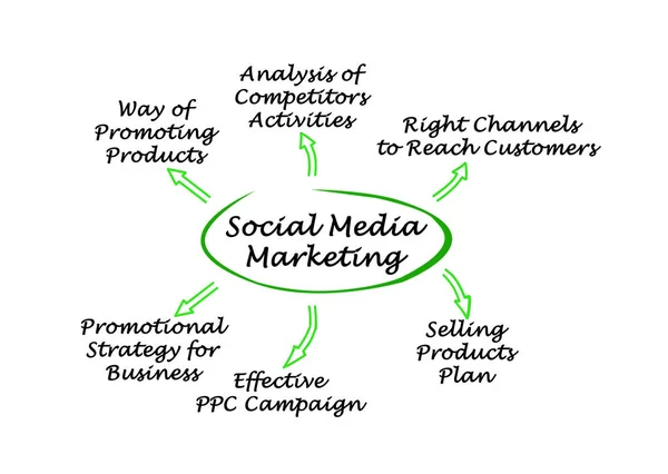 Diagramme du marketing des médias sociaux — Photo