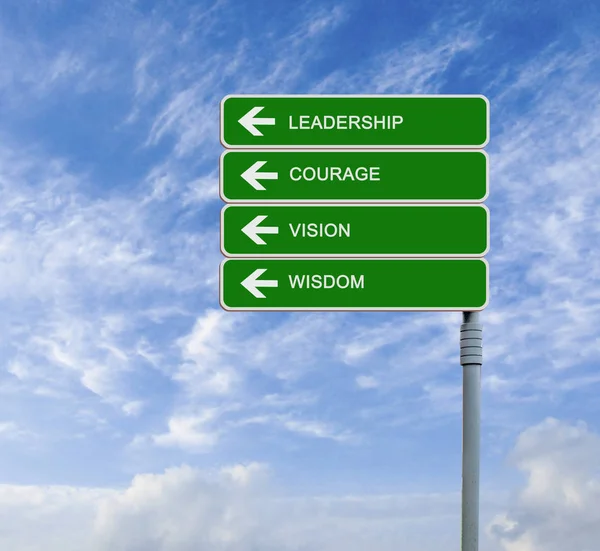 Road sign to leadership — Stock Photo, Image