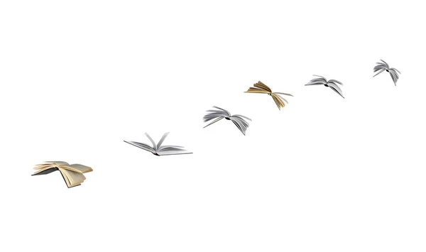 Flying books on white background — Stock Photo, Image