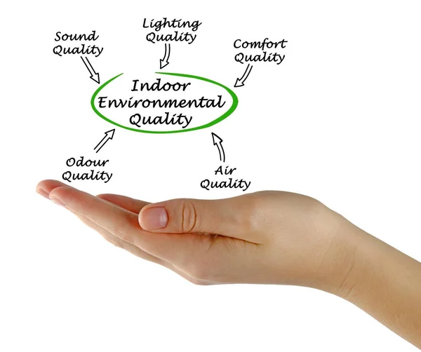 Woman presenting Indoor Environmental Quality — Stock Photo, Image