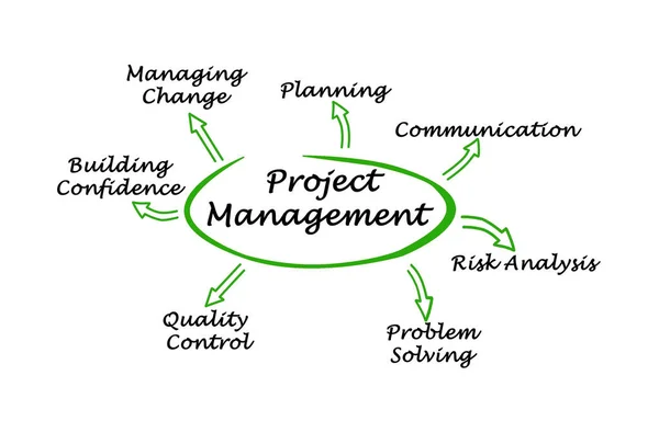 Sechs Projektmanagement Komponenten — Stockfoto