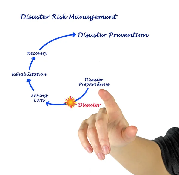 Frau präsentiert Katastrophenrisikomanagement — Stockfoto