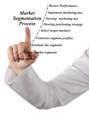 Woman presenting Market segmentation process clipart