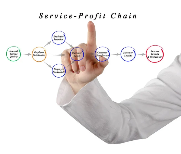 Donna che presenta il servizio Profit Chain — Foto Stock