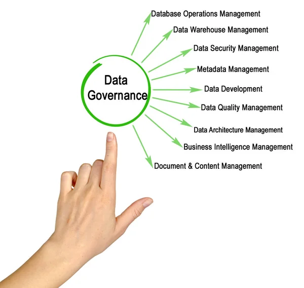 Kvinna som presenterar Data Governance element — Stockfoto