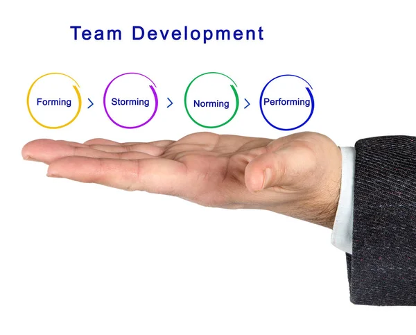 Man die presenteert Team ontwikkelingsproces — Stockfoto
