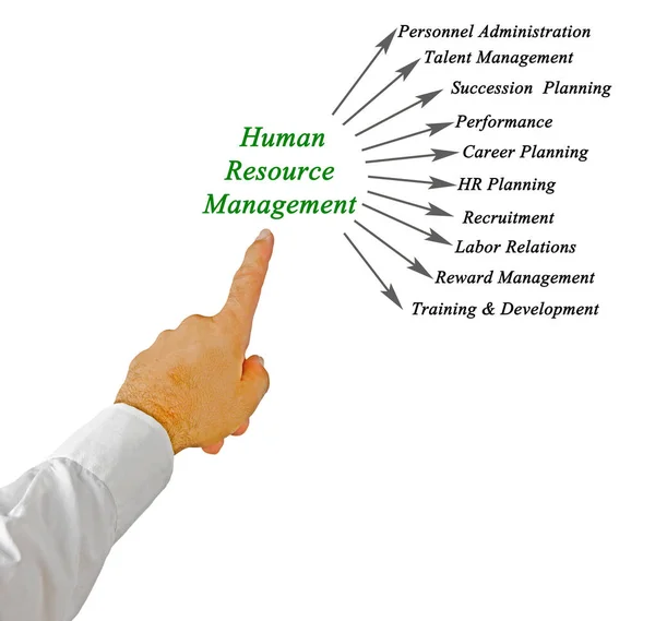 Man presenterar Human resource management — Stockfoto