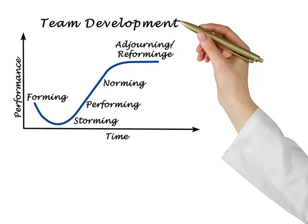 Woman Presenting Team Development Process — Stock Photo, Image