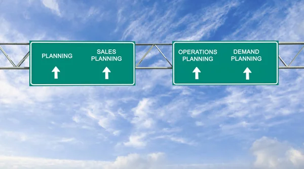 Road sign to planning — Stock Photo, Image