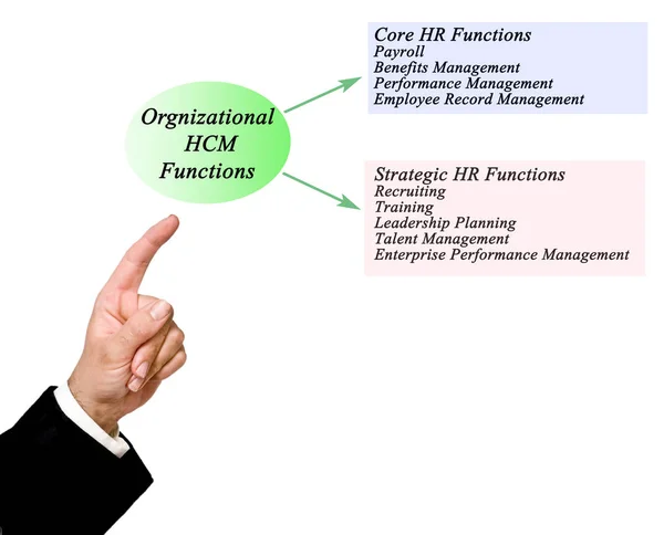 Man die presenteert Orgnizational Hcm functies — Stockfoto